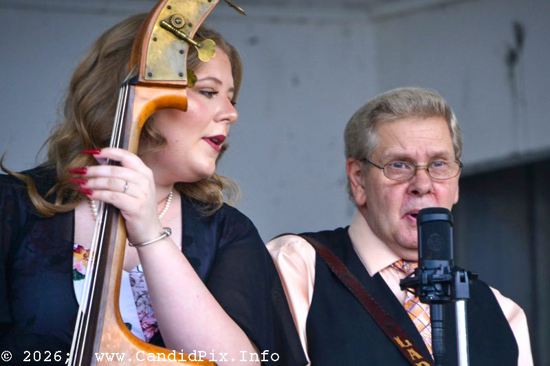 Grace Timmerman and Larry Efaw with The Bluegrass Mountaineers at the debut Remington Ryde Reunion Bluegrass Festival - photo © Bill Warren