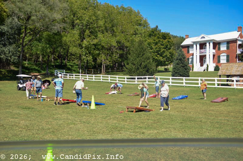 Corn hole tournament underway at the 2026 Nothin' Fancy Bluegrass Festival - photo © Bill Warren