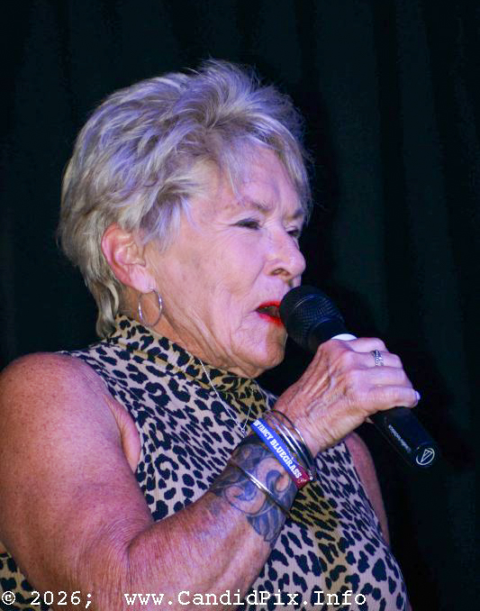 MC Sherri Boyd welcomes everyone to the 2026 Nothin' Fancy Bluegrass Festival - photo © Bill Warren
