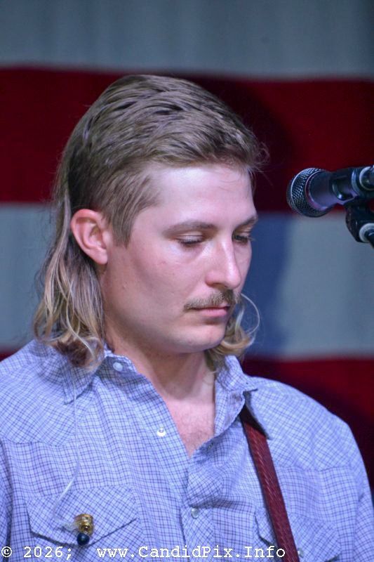 Jacob Flick with Nothin' Fancy at the 2026 Nothin' Fancy Bluegrass Festival - photo © Bill Warren