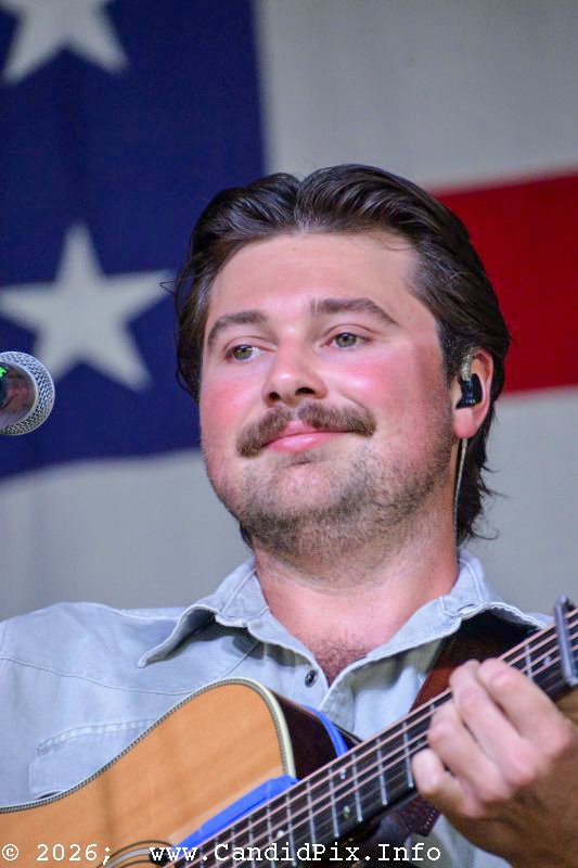 Colton Baker with Authentic Unlimited at the 2026 Nothin' Fancy Bluegrass Festival - photo © Bill Warren