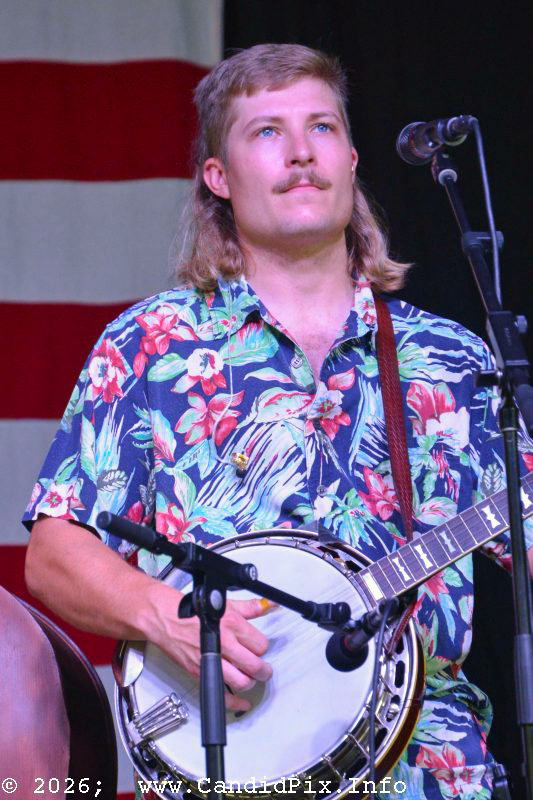 Jacob Flick with Nothin' Fancy at the 2026 Nothin' Fancy Bluegrass Festival - photo © Bill Warren