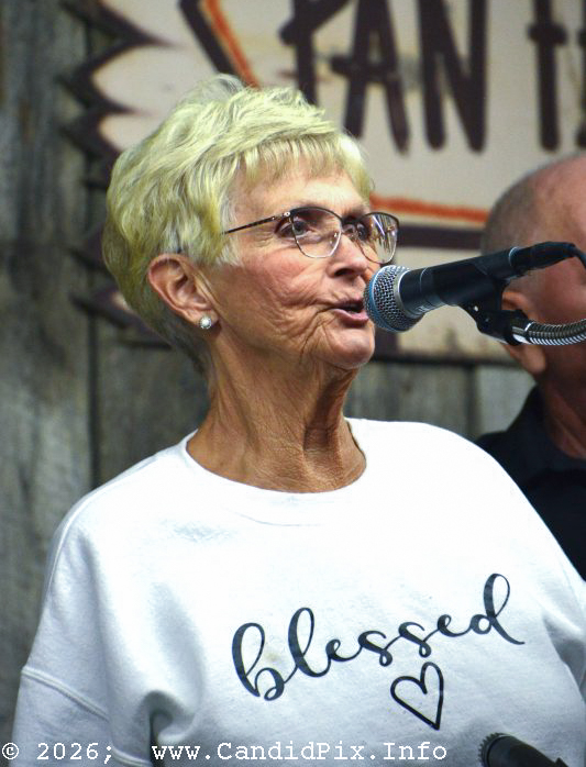 Candy Mitchell with Ottawa County Bluegrass at the 2026 Van Wert Country Bluegrass Festival - photo © Bill Warren