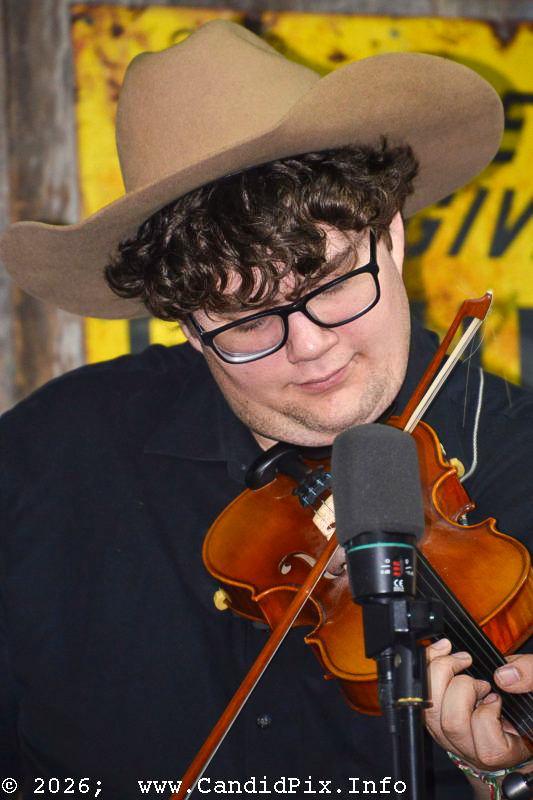 Eb Saunders with the Kevin Prater Band at the 2026 Van Wert Country Bluegrass Festival - photo © Bill Warren