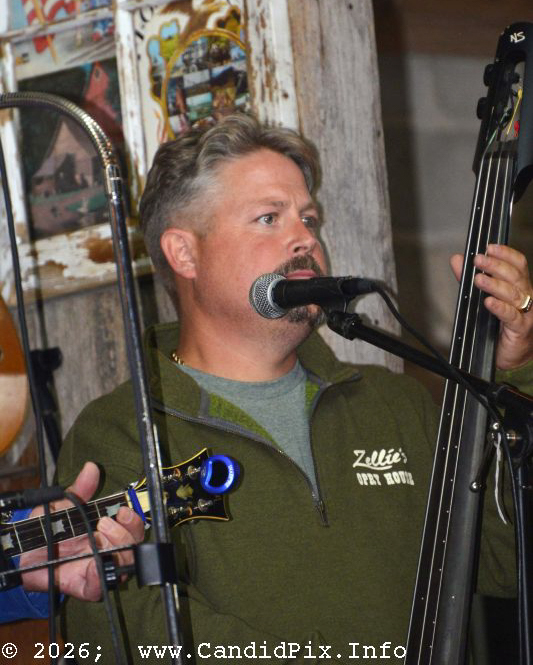 Jeremie Cole with Brian Holbrooks & Poor Bottom Grass at the 2026 Van Wert Country Bluegrass Festival - photo © Bill Warren