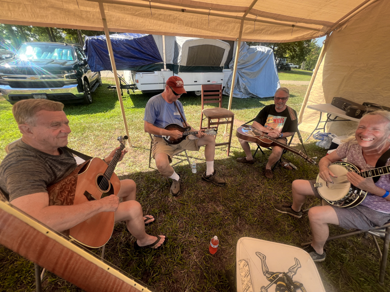 Mid morning jam at the 2026 Camp Springs Labor Day Blue Grass Festival - photo © Sandy Hatley