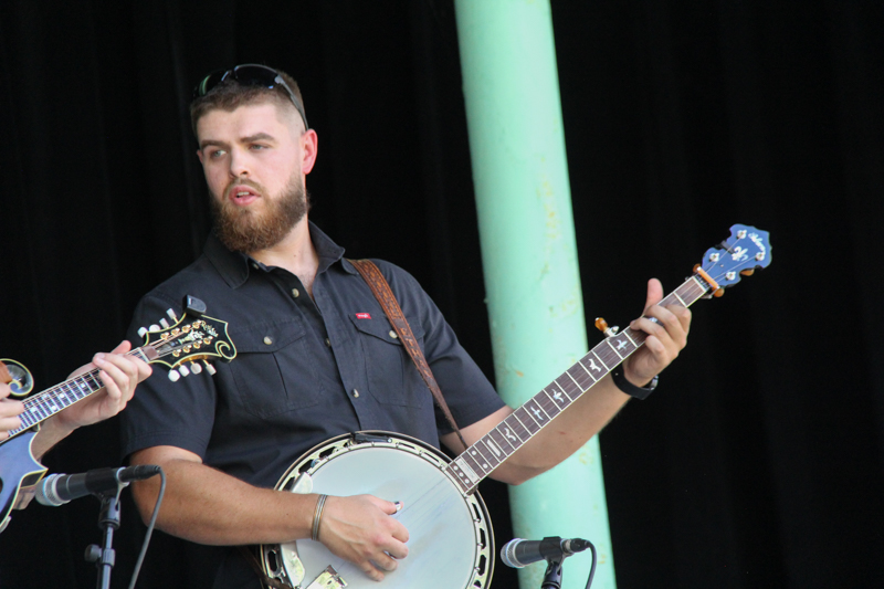 Ethan Handy with the Camp Springs Bluegrass Band at the 2026 Camp Springs Labor Blue Grass Festival - photo © Laura Tate Photography