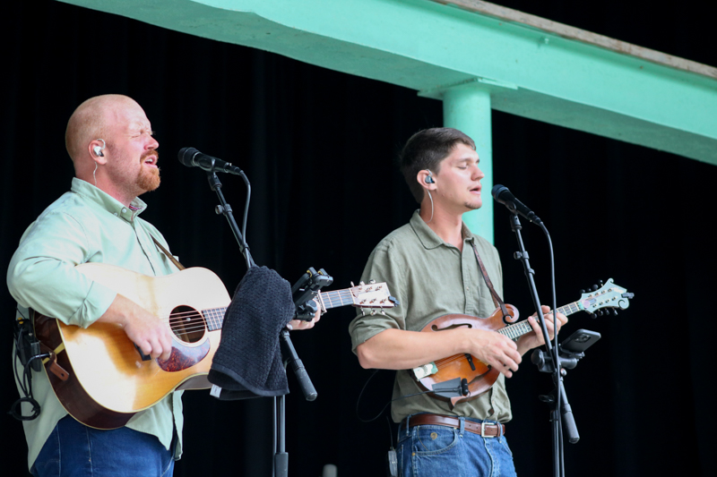 Jesse Smathers and Adam Miller with Lonesome River Band at the 2026 Camp Springs Labor Blue Grass Festival - photo © Laura Tate Photography