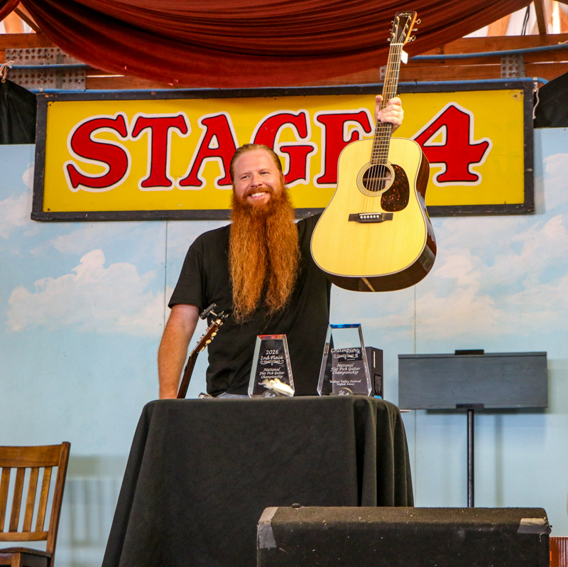 Nick Norris, 3rd place in the National Flat Pick Guitar competition at the 2026 Walnut Valley Festival - photo © G. Nicholas Hancock