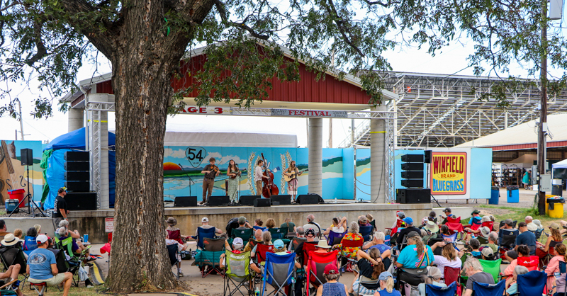 The Cody Sisters on Stage 3 at the 2026 Walnut Valley Festival - photo © G. Nicholas Hancock