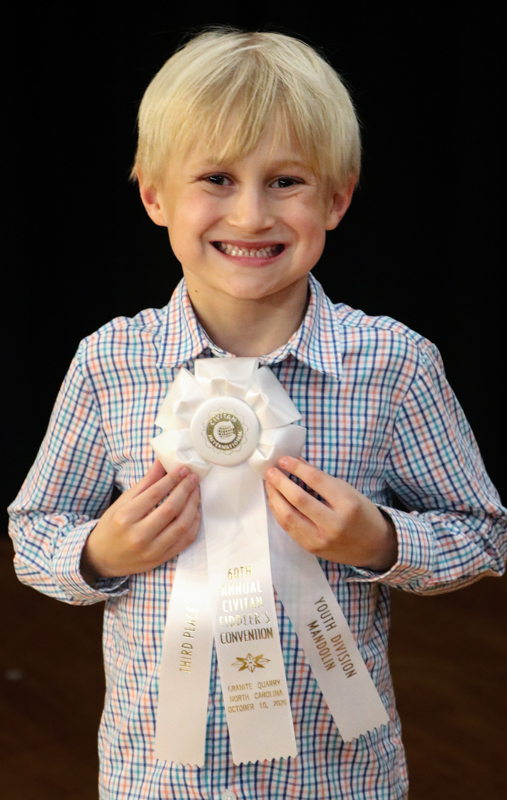 Abram Sides, 3rd place Youth Mandolin at the 2026 Granite Quarry Fiddlers' Convention - photo © G. Nicholas Hancock