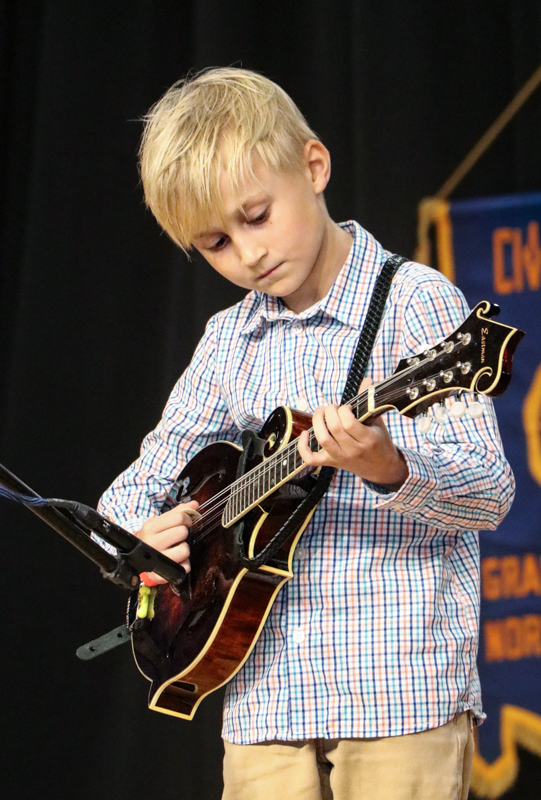 Abram Sides in Youth Mandolin competition at the 2026 Granite Quarry Fiddlers' Convention - photo © G. Nicholas Hancock