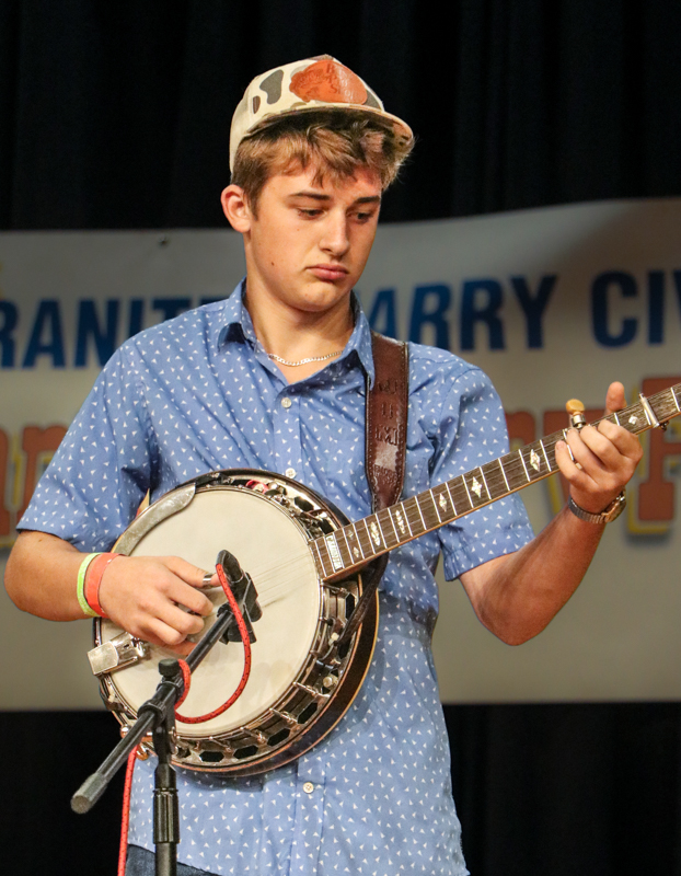 Cameron Edenfield in Adult Bluegrass Banjo competition at the 2026 Granite Quarry Fiddlers' Convention - photo © G. Nicholas Hancock