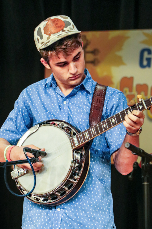 Cameron Edenfield in Adult Bluegrass Banjo competition at the 2026 Granite Quarry Fiddlers' Convention - photo © G. Nicholas Hancock