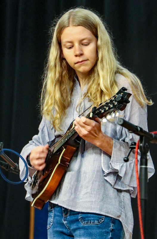 Caroline Terry in Youth Mandolin competition at the 2026 Granite Quarry Fiddlers' Convention - photo © G. Nicholas Hancock