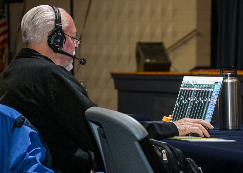 Charles Pope, sound engineer at the 2026 Granite Quarry Fiddlers' Convention - photo © G. Nicholas Hancock