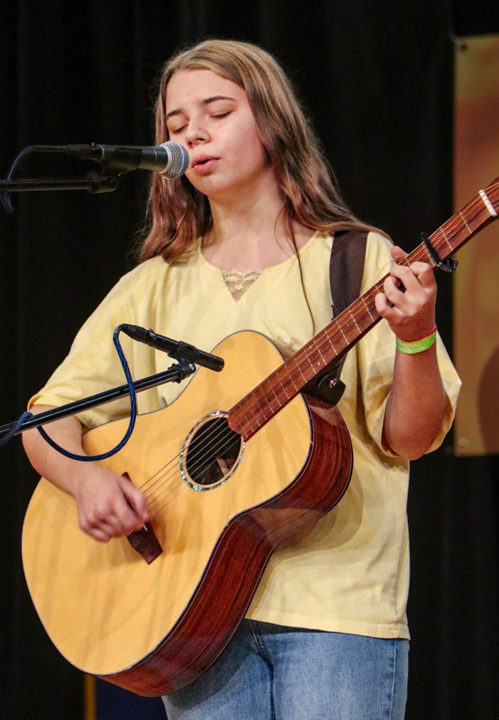 Chelsea Edenfield in Youth Vocal competition at the 2026 Granite Quarry Fiddlers' Convention - photo © G. Nicholas Hancock