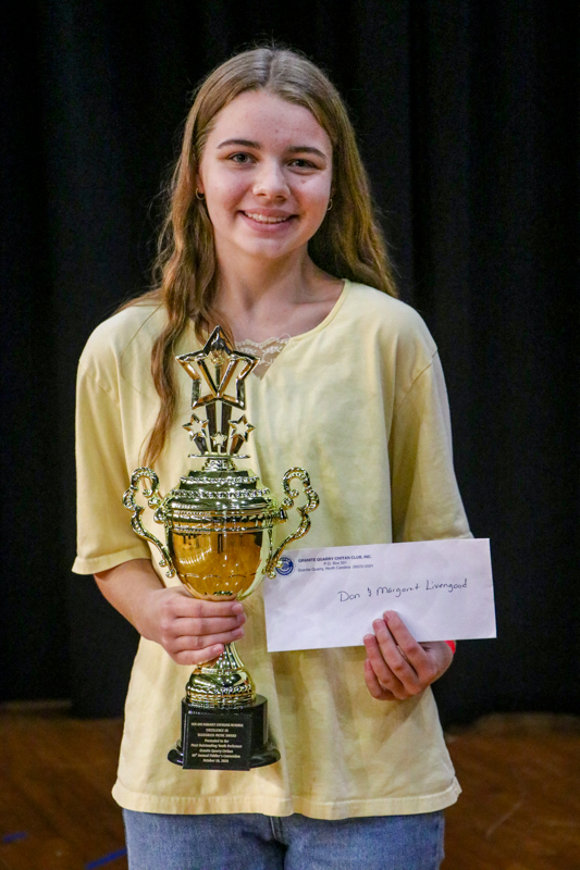 Chelsea Edenfield, winner of the Don & Margret Livegood Most Outstanding Youth Performer at the 2026 Granite Quarry Fiddlers' Convention - photo © G. Nicholas Hancock