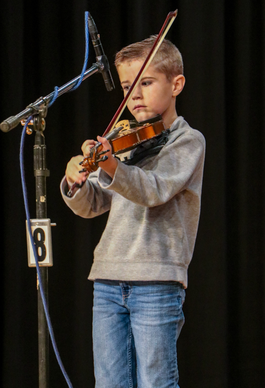Colven Gfeller in Youth Fiddle competition at the 2026 Granite Quarry Fiddlers' Convention - photo © G. Nicholas Hancock