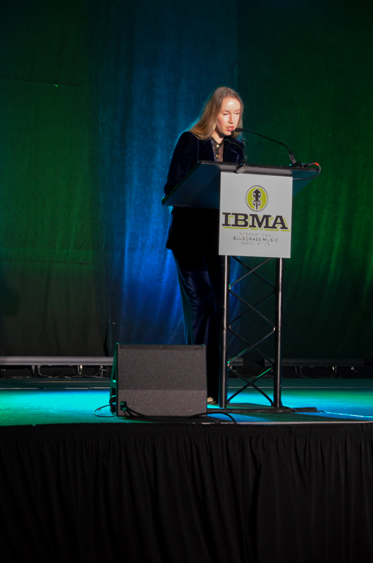 Bronwyn hosts the 2026 Momentum Awards at World of Bluegrass '26 - photo © Roger Black