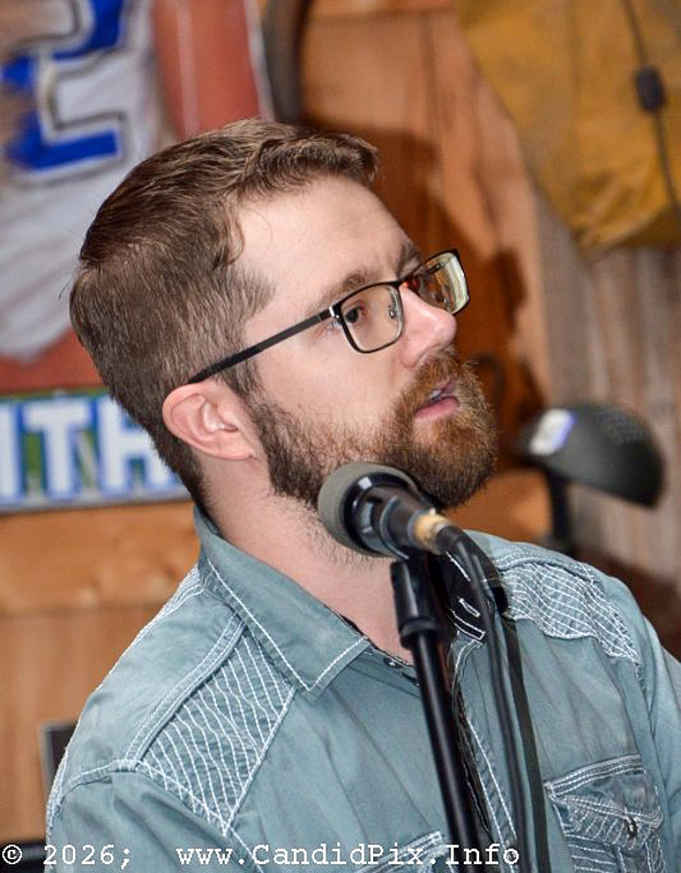 Chad Phelps with The Michigan Bluegrass Band at the 2026 Fay Fest - photo © Bill Warren