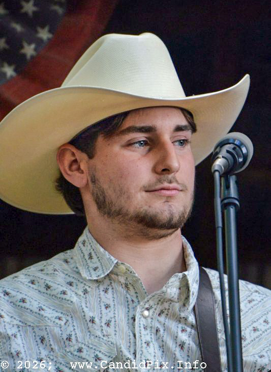 Jackson Secrist with Dave Adkins & Mountain Soul at the 2026 Backwoods Bluegrass Fay Fest - photo © Bill Warren