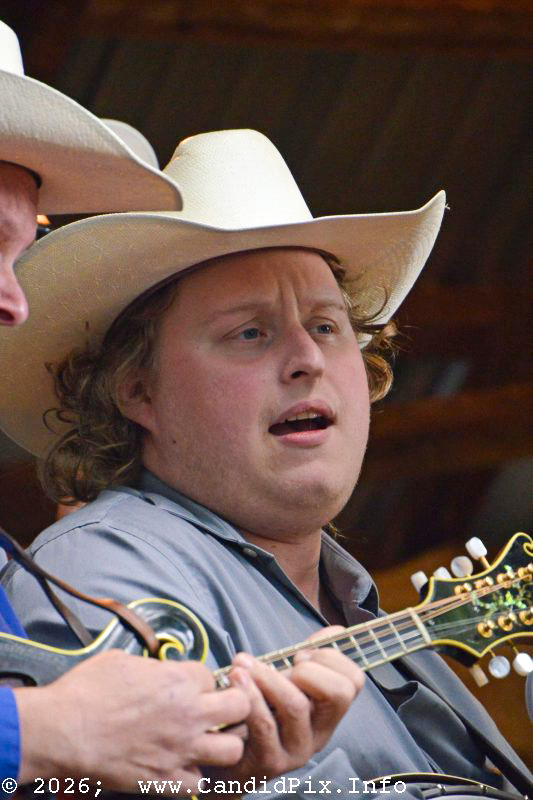 Codie Allen with the Kevin Prater Band at the 2026 Backwoods Bluegrass Fay Fest - photo © Bill Warren