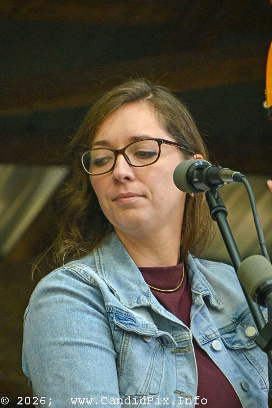 Amanda Burtchell with Breakin' Strings at the 2026 Backwoods Bluegrass Fay Fest - photo © Bill Warren