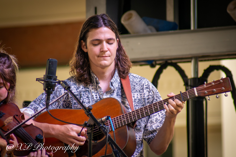 Geary Allen with The Burnett Sisters Band at Bluegrass & Brew '26 in Fairborn, OH - photo © Xavier Prenatt