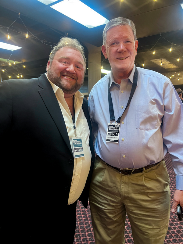 Eli Johnston and Gary Hatley at the 2026 IBMA Bluegrass Music Awards pre-reception - photo © Sandy Hatley