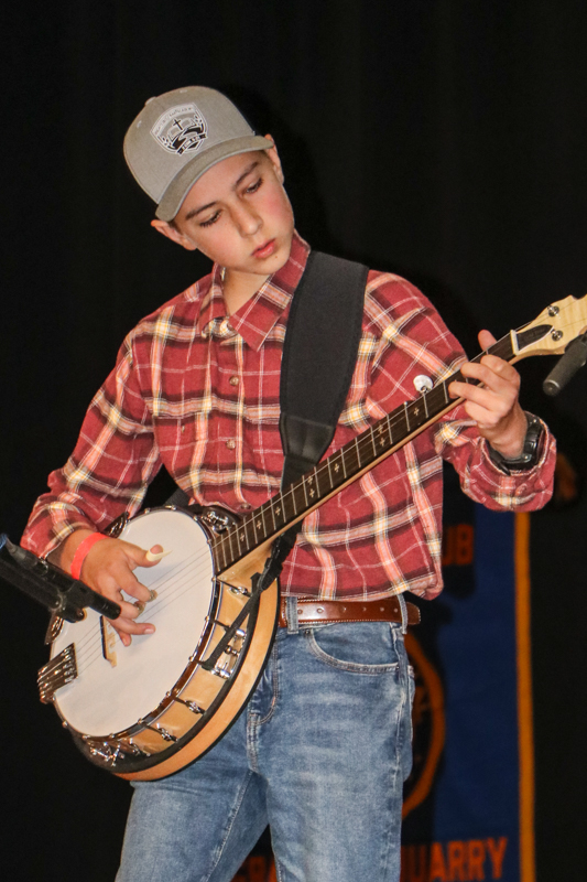 Ian Ratliff in Youth Bluegrass Banjo competition at the 2026 Granite Quarry Fiddlers' Convention - photo © G. Nicholas Hancock