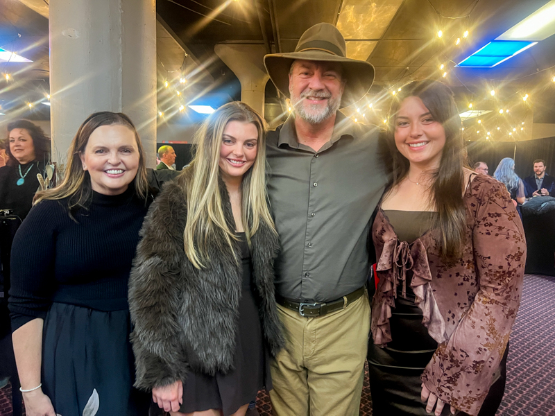 Barry Abernathy and family (Beverly, Emma, Barry, Chassady) at the 2026 IBMA Bluegrass Music Awards pre-reception - photo © Sandy Hatley