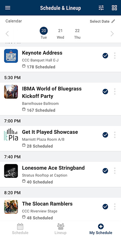 It just takes a few taps to build your own schedule in the WOB app.