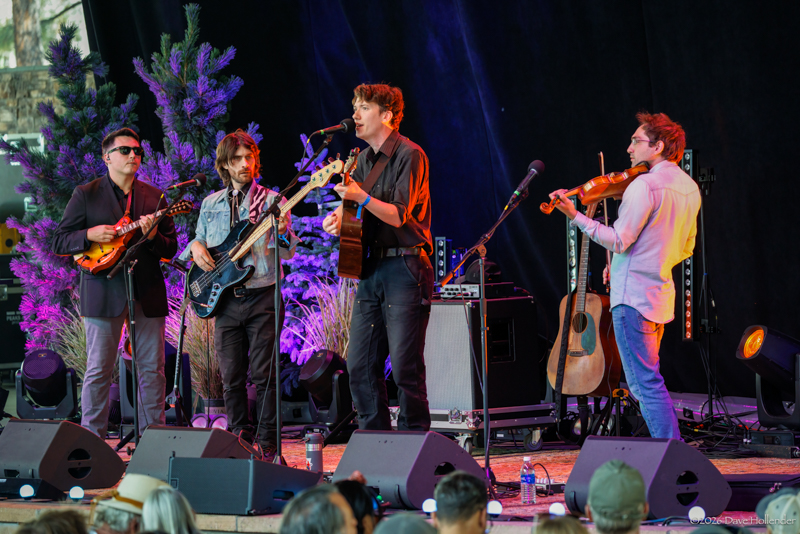 Jack Dunlap, Aaron Smith, Mason Via, and Meade Richter at Pickin' in the Pines '26 - photo © Dave Hollender