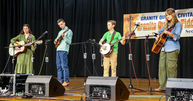 Miss Kelly & The Blue Strings in Youth Band competition at the 2026 Granite Quarry Fiddlers' Convention - photo © G. Nicholas Hancock