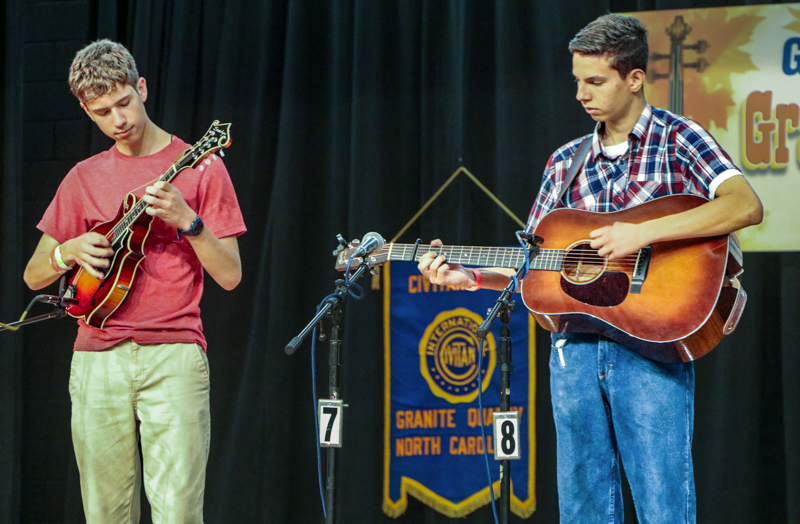 Orson Corbett and Corban Walls at the 2026 Granite Quarry Fiddlers' Convention - photo © G. Nicholas Hancock