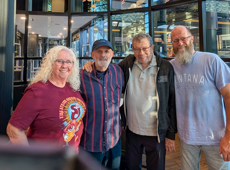 Vivian Pennington Hopkins, Ken Irwin, Darwin Davidson, and Tom Hyatt at World of Bluegrass '26 - photo © Sandy Hatley