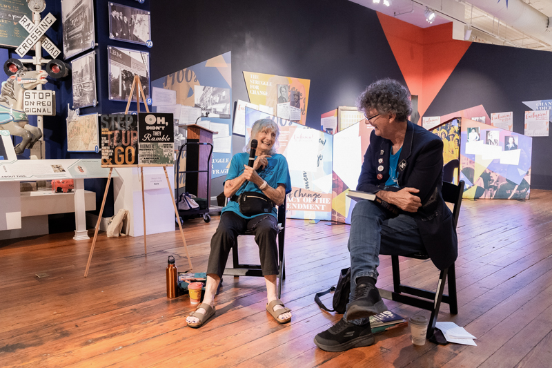 Alice Gerrard interviewed by David Menconi at Raleigh Wide Open 2026 - photo © Willa Stein