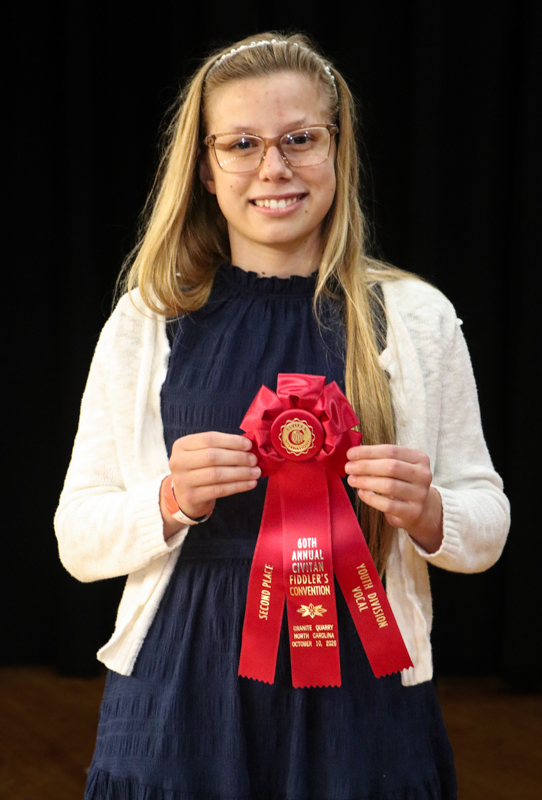Sarah Wall, 2nd place Youth Vocal at the 2026 Granite Quarry Fiddlers' Convention - photo © G. Nicholas Hancock