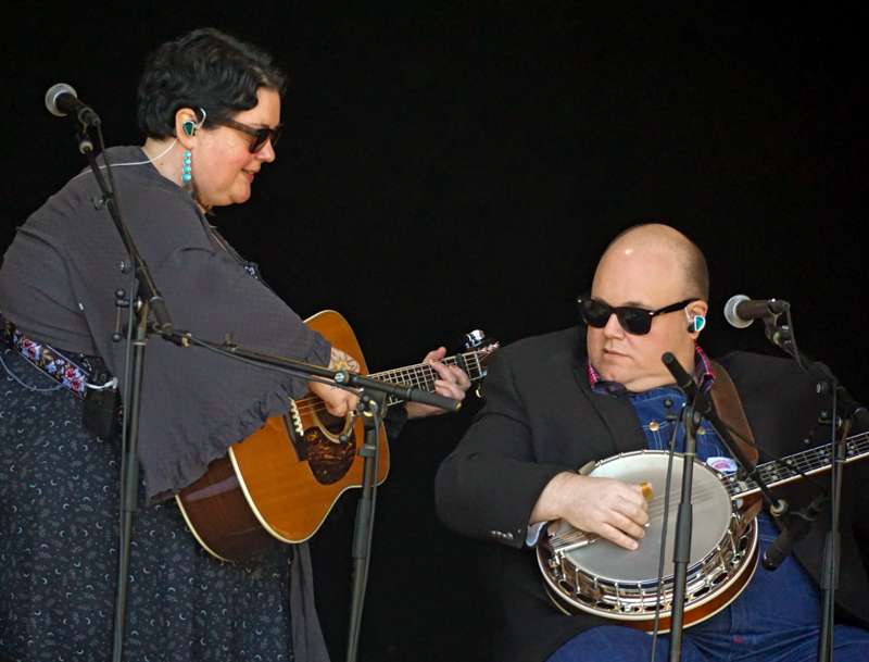 Heather Berry Mabe and Tony Mabe with Red Camel Collective at the 2026 Smoky Mountains Bluegrass Festival - photo © Jeff Lahr