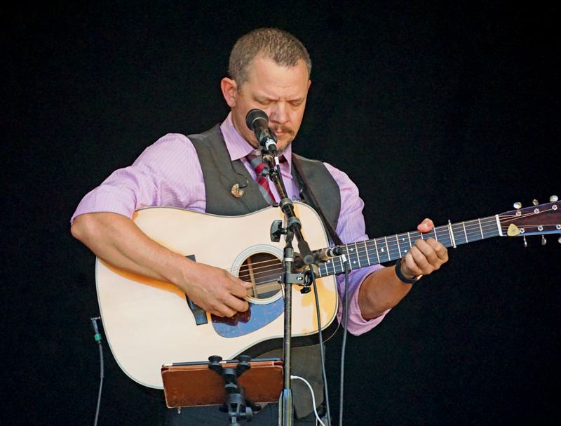 Caleb Smith with Balsam Range at the 2026 Smoky Mountains Bluegrass Festival - photo © Jeff Lahr