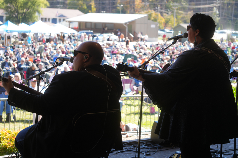 Tony and Heather Berry Mabe with Red Camel Collective at the 2026 Smoky Mountains Bluegrass Festival - photo © Jeff Lahr