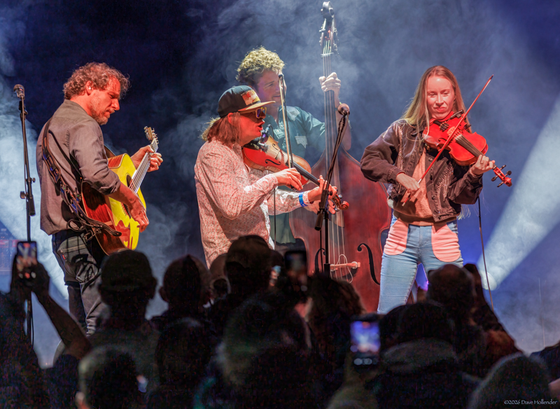 Bronwyn sits in with Infamous Stringdusters at Pickin' in the Pines '26 - photo © Dave Hollender